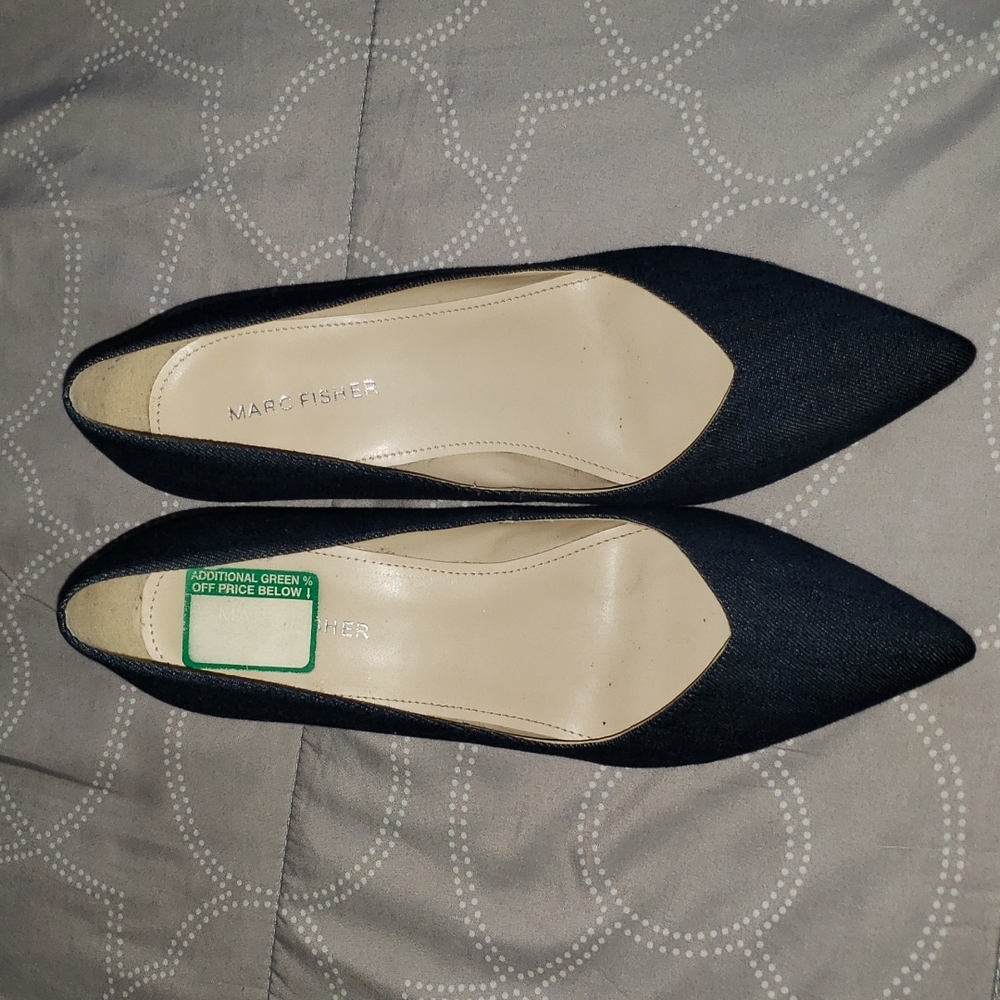 8.5 Denim Marc Fisher Caitlin  Pointy Toe Block Heels
